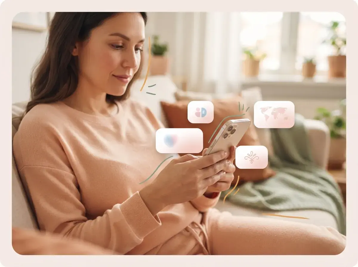 Woman setting preferences in Mia Doula's baby name tool