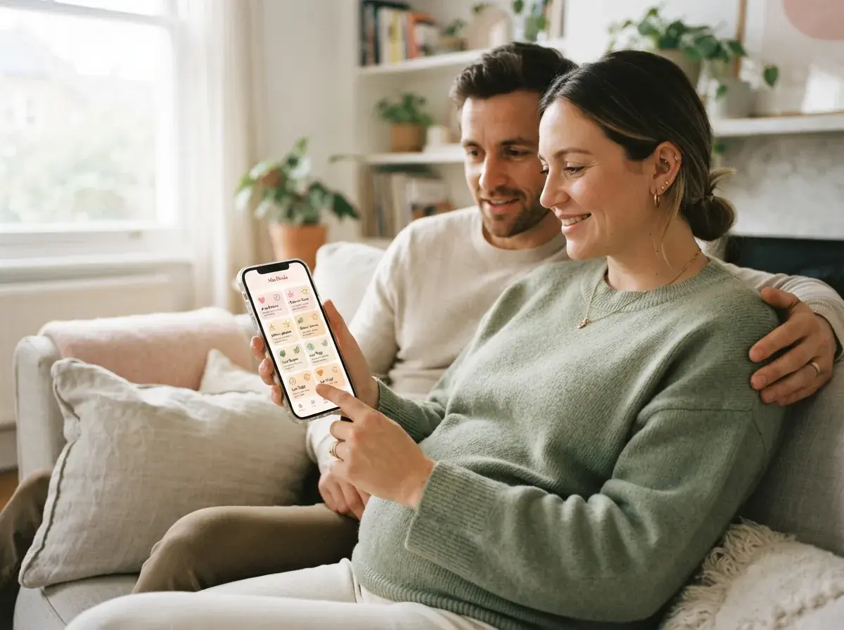 Mia Doula app showing personalized baby name suggestions
