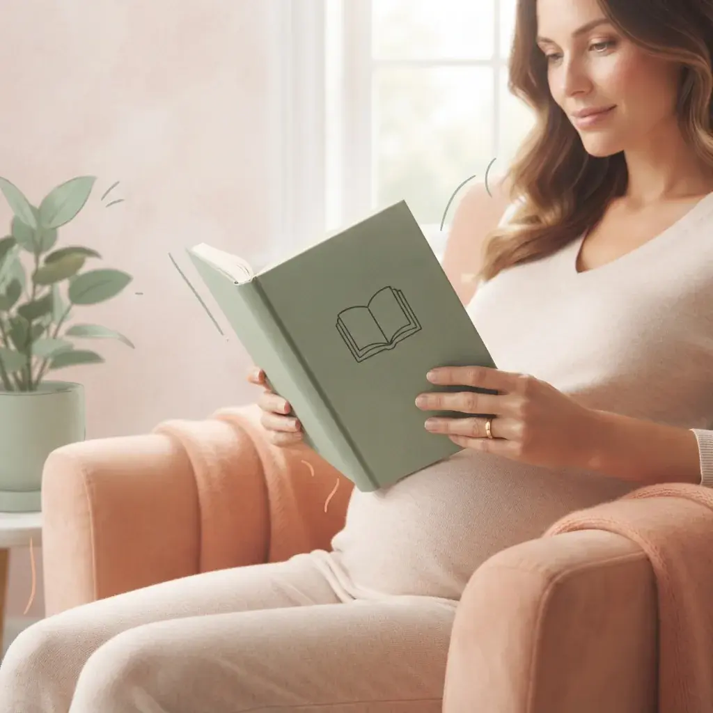 Woman looking up baby name meanings