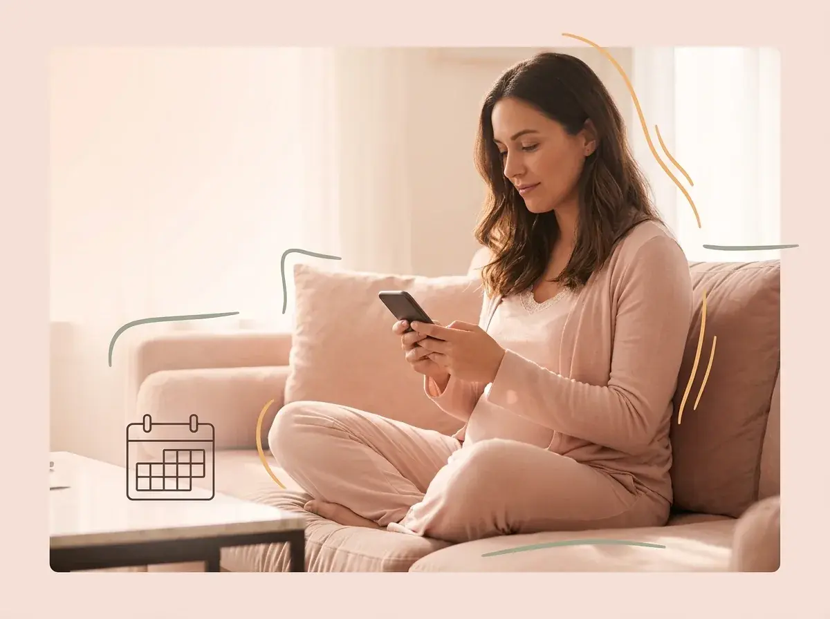 Woman entering date into Mia Doula app