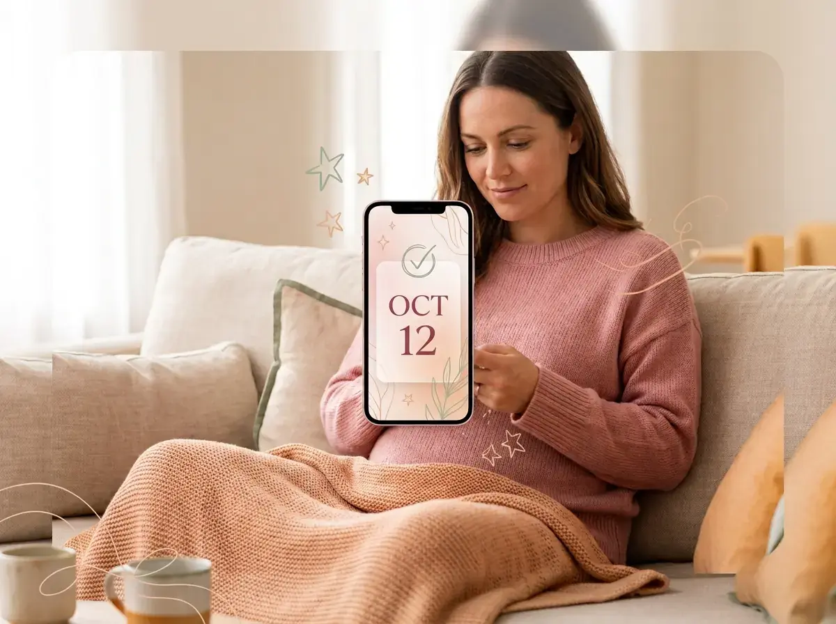 Mia Doula app showing estimated due date