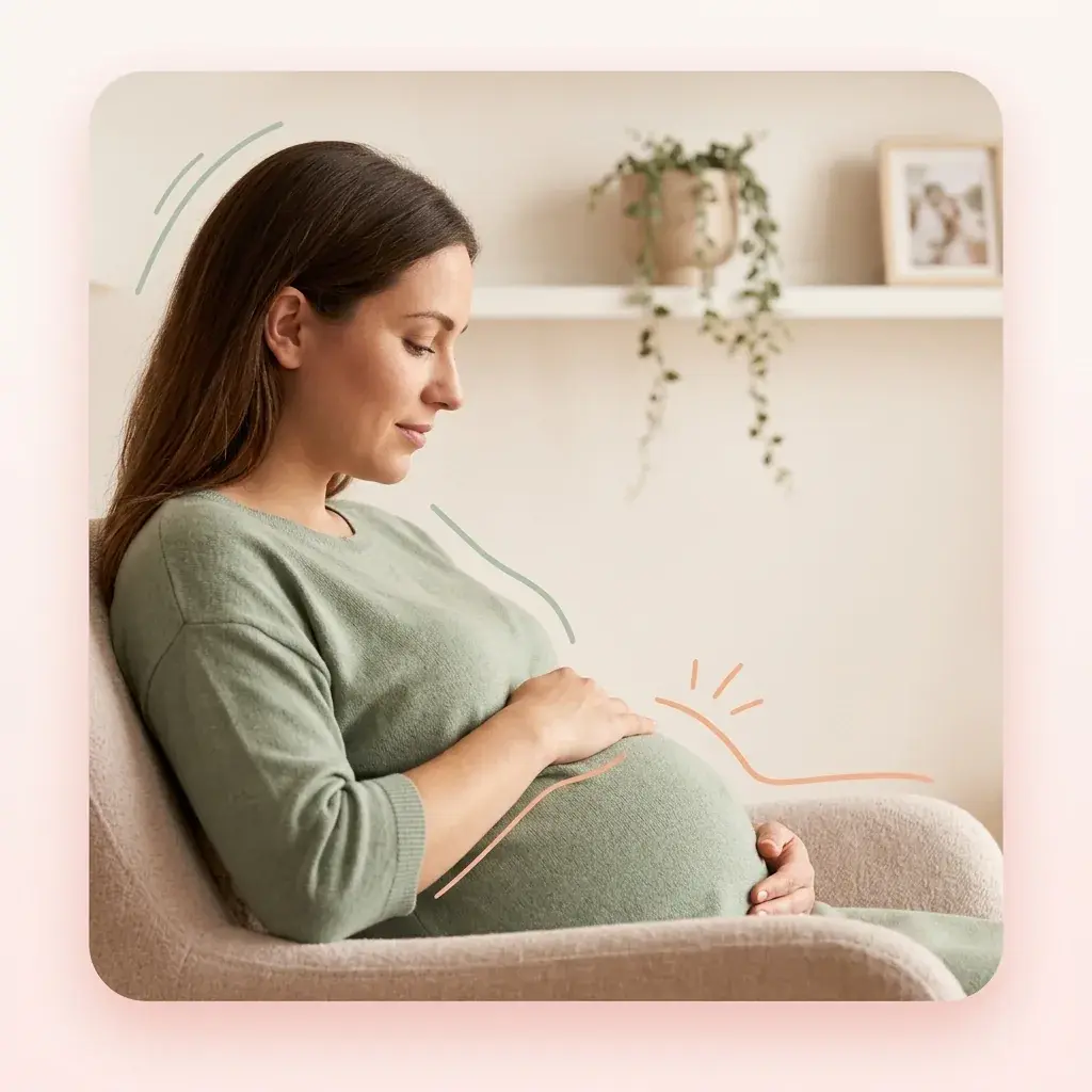 Pregnant woman contemplating her weekly changes
