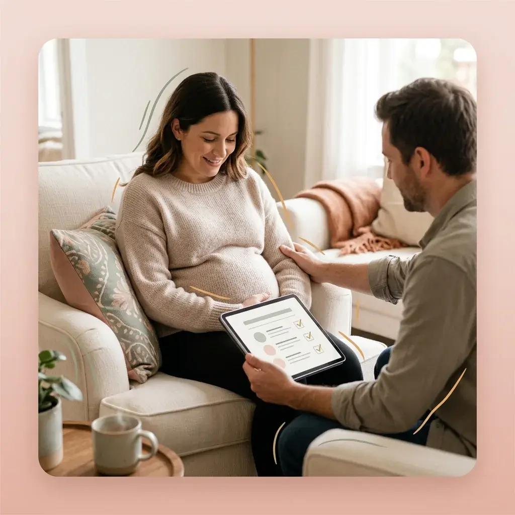 Couple discussing their birth plan