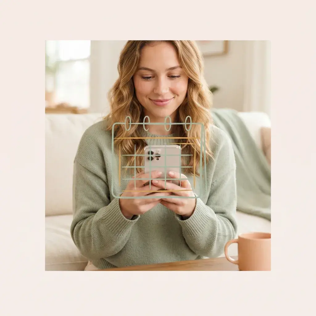 Woman checking her calendar on her phone, planning to conceive.