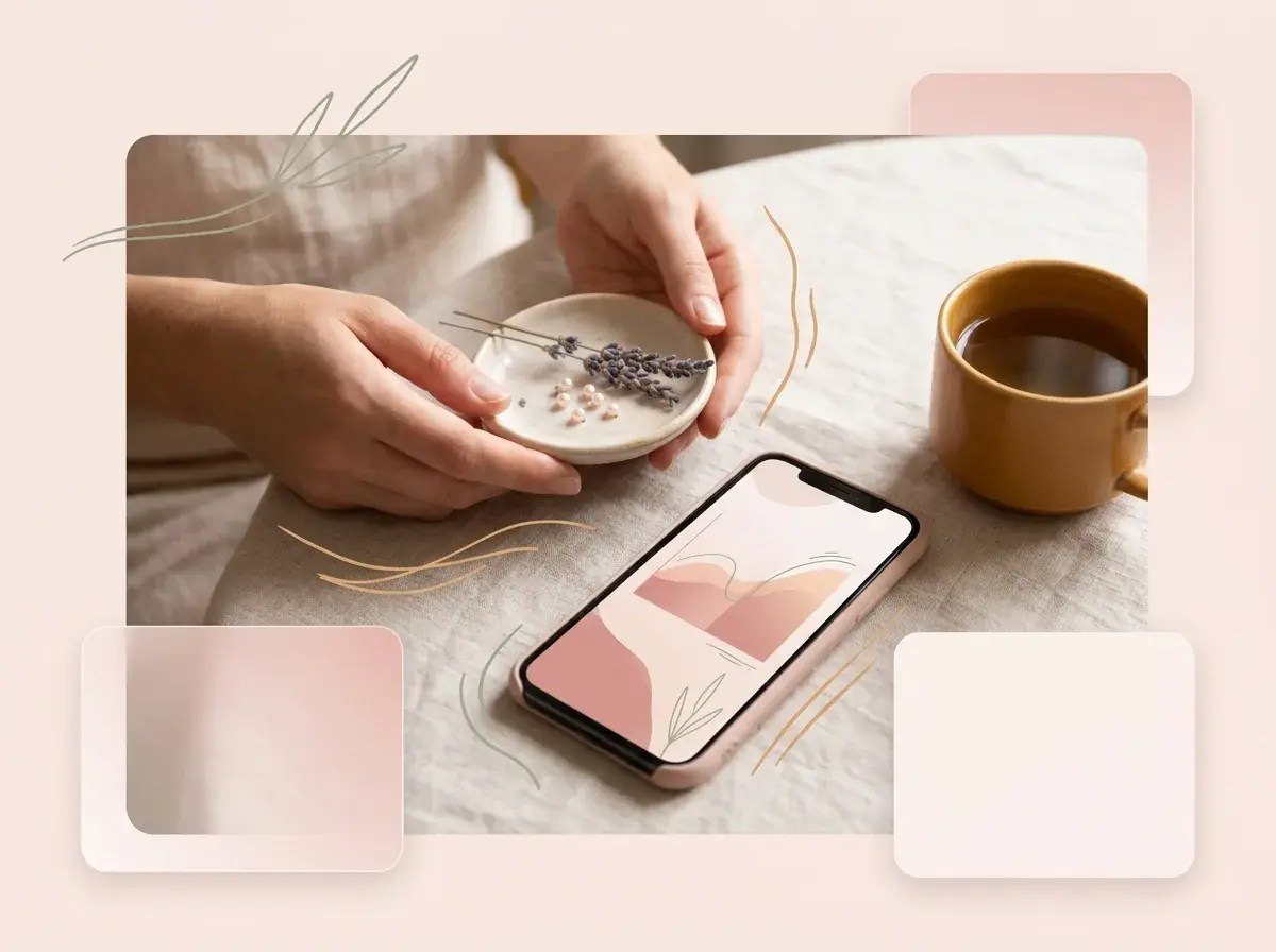 A woman tracking her basal body temperature with a thermometer, next to her phone displaying a BBT chart in a soft-lit bedroom.