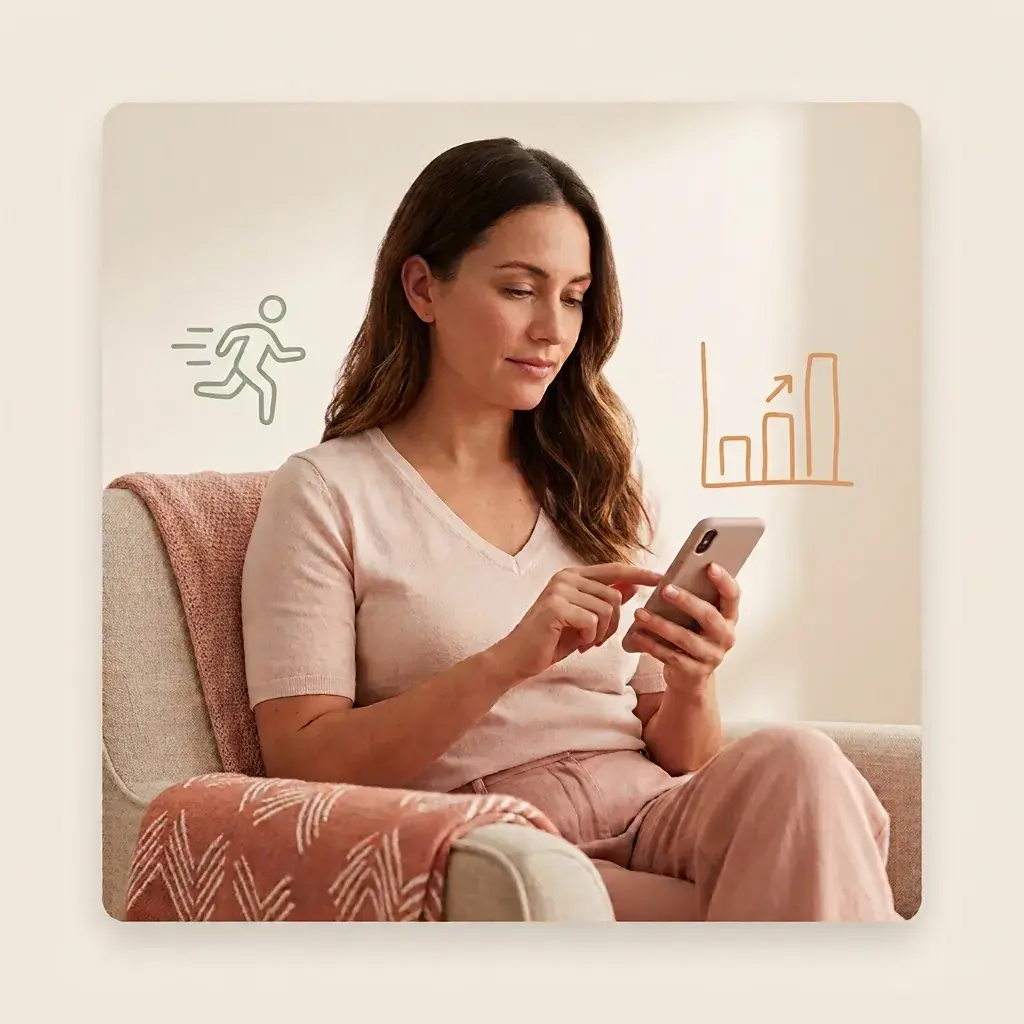 Woman using a period tracker for irregular cycles