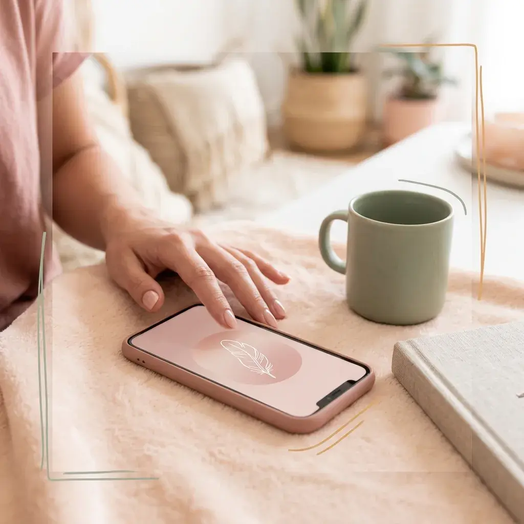 Woman using a period tracker for general health and wellness